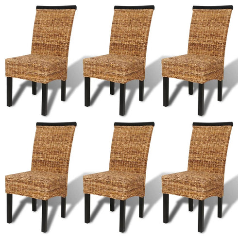 Swen Studio -  Dining Chairs 6 pcs Abaca and Solid Mango Wood